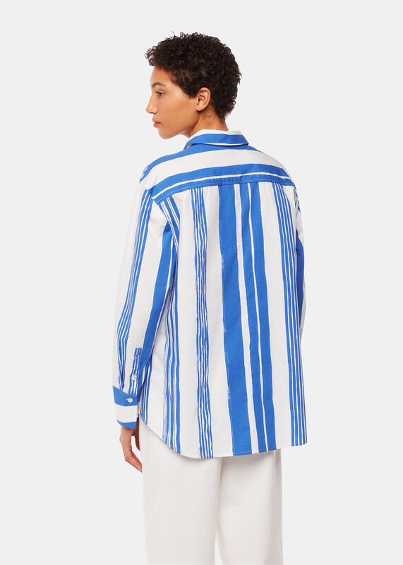 Blue Painted Stripe Oversized Shirt